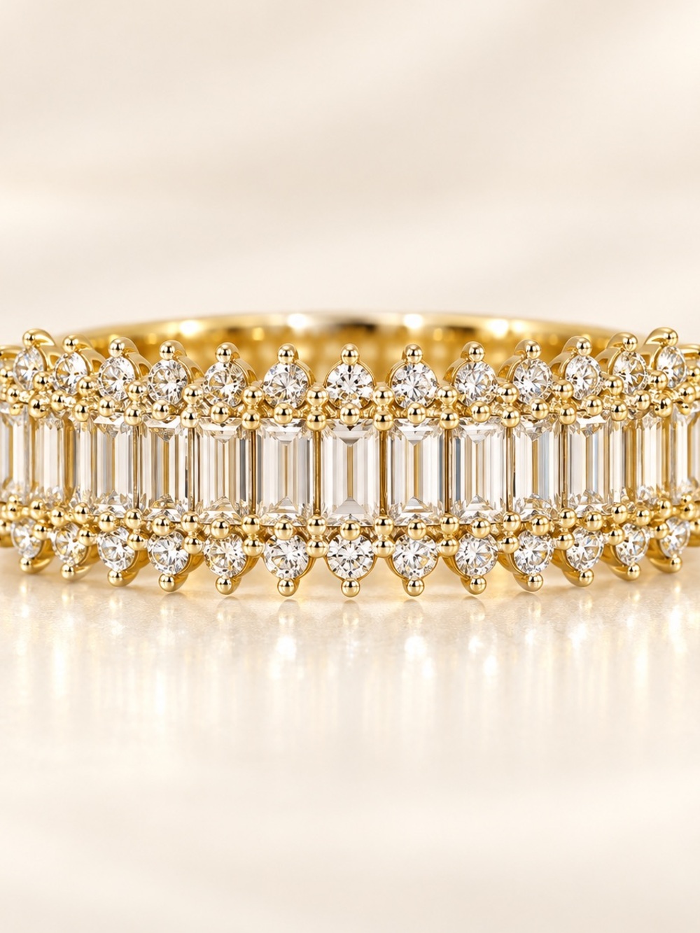 Gold Crystal Baguette Eternity Ring - Women Jewelry